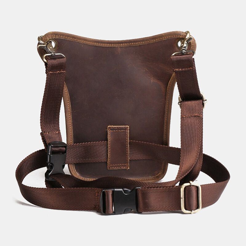 Miesten Retro Aito Nahka Monitaskuinen Vyötärölaukku Outdoor Sport 6.5 Tuuman Puhelinlaukku Vetoketjullinen Crossbody Laukut Olkalaukku