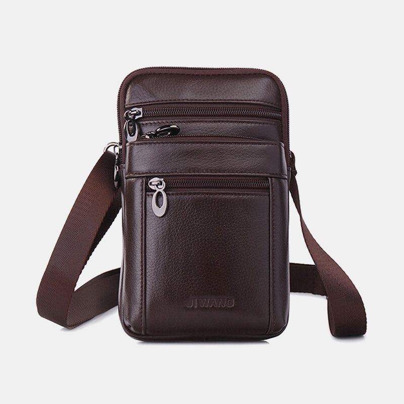 Miesten Vintage Aitoa Nahkaa Oleva Vyölaukku 7 Tuuman Puhelinlaukku Crossbody Bag Olkalaukku