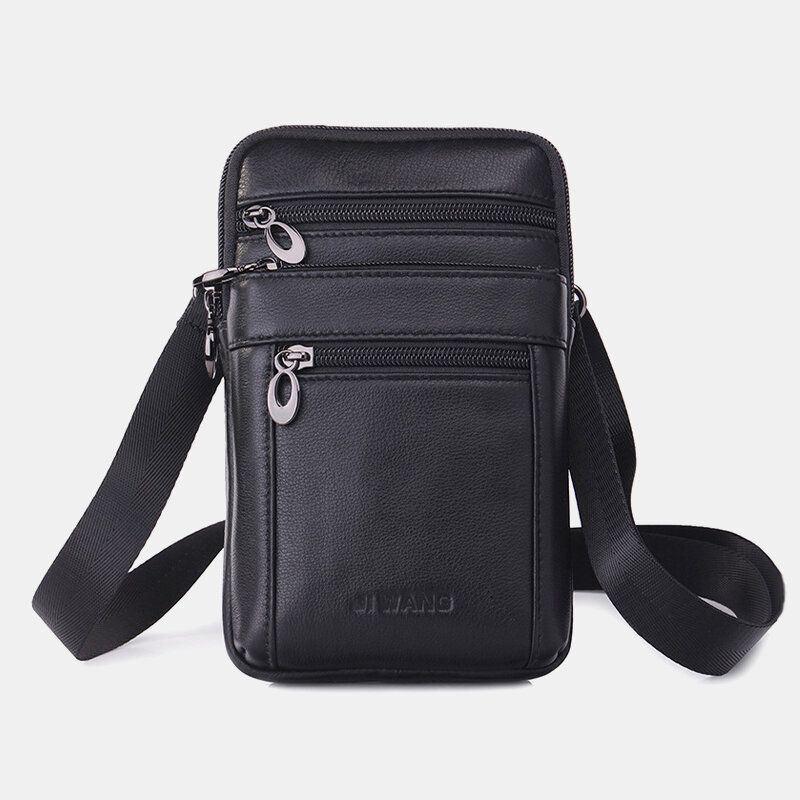 Miesten Vintage Aitoa Nahkaa Oleva Vyölaukku 7 Tuuman Puhelinlaukku Crossbody Bag Olkalaukku