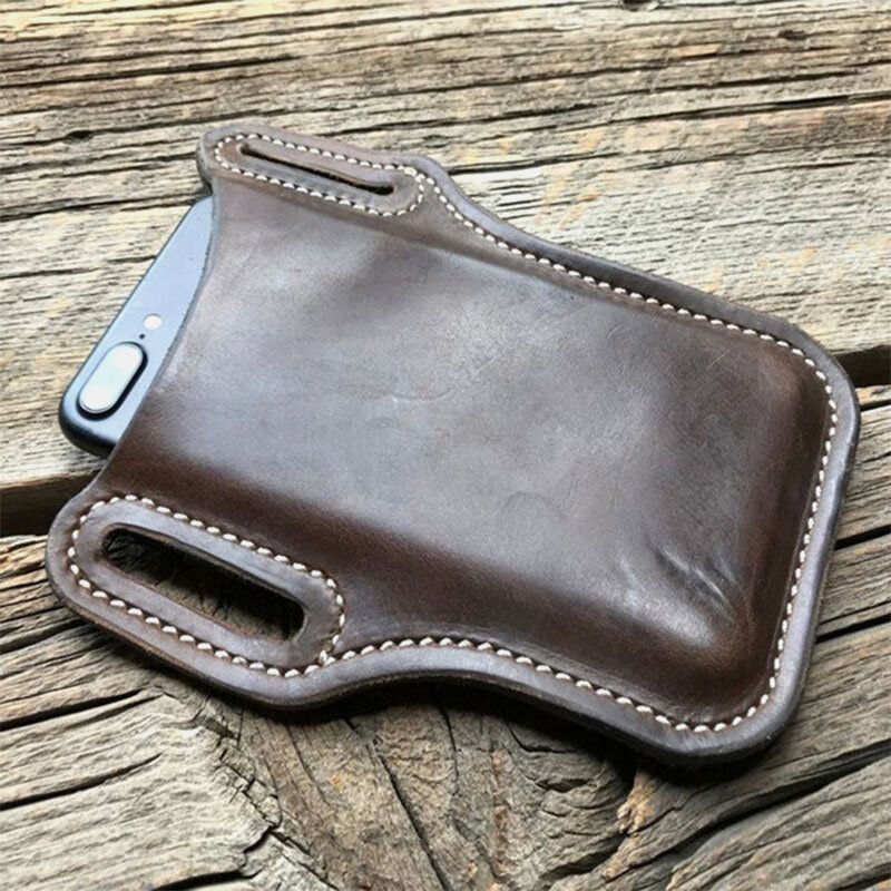 Miesten Vintage Casual Aitoa Nahkaa Fanny Pack 6.3/7.2 Tuuman Puhelinlaukku Vyötärölaukku Pussi Nahkainen Vyölaukku Kukkaro