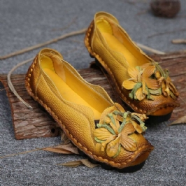 Naisten Aitoa Nahkaa Käsintehdyt Koristekukat Vintage Slip On Flats Loafers