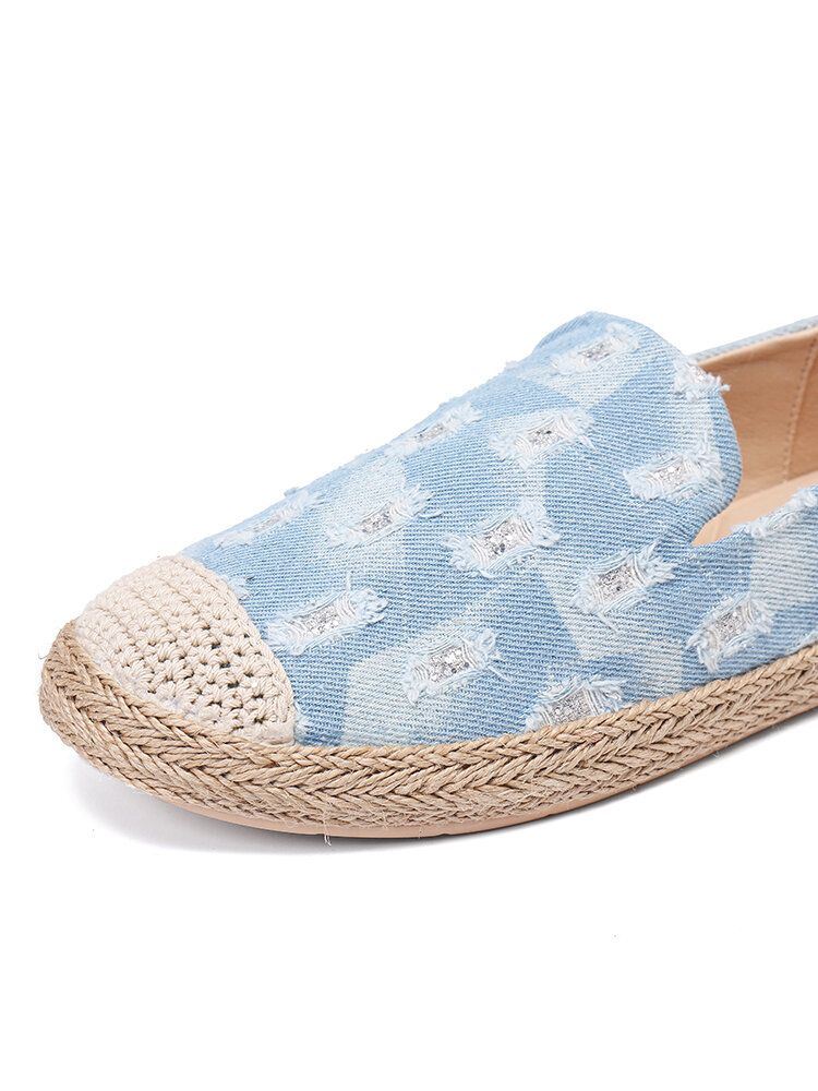 Naisten Mukavat Farkkurepäisyt Design Espadrilles Flats Loafers