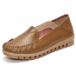 Naisten Pehmeä Kumipohja Pyöreä Varvas Pure Color Slip On Flat Loafers