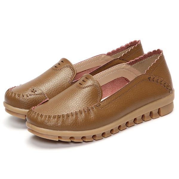 Naisten Pehmeä Kumipohja Pyöreä Varvas Pure Color Slip On Flat Loafers