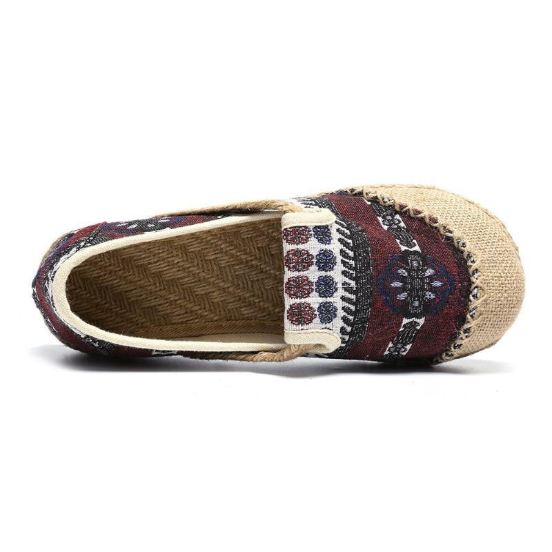 Naisten Pellava-olkikuvioinen Rento Slip On Espadrille-tasaiset Loaferit