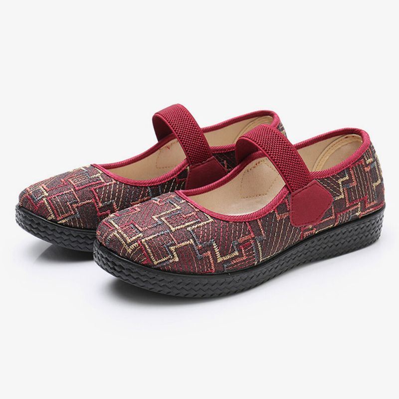 Naisten Vanha Peking-kangas Joustava Slip On Resistant Loafers