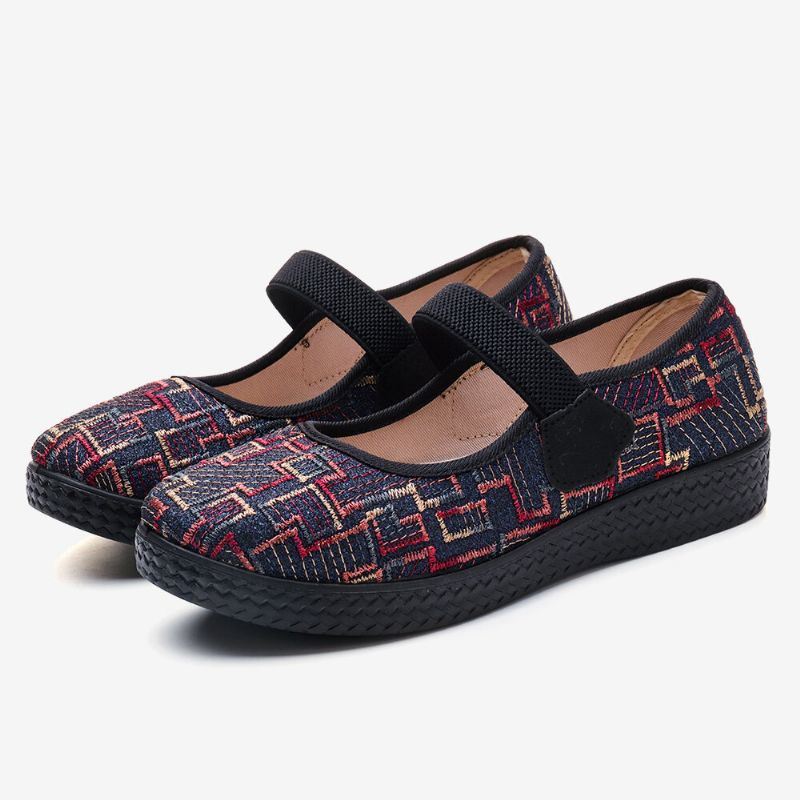 Naisten Vanha Peking-kangas Joustava Slip On Resistant Loafers