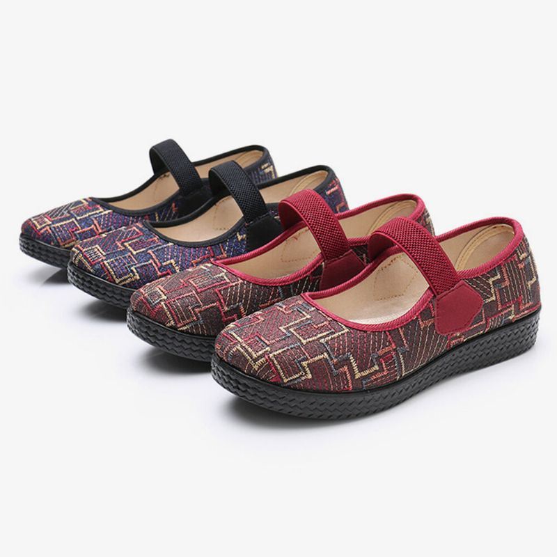 Naisten Vanha Peking-kangas Joustava Slip On Resistant Loafers