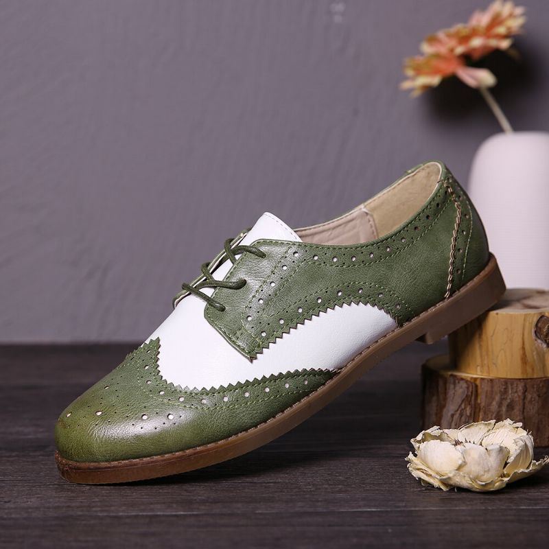 Värilliset Block Lace Up Rennot Naisten Brogue Flats -kengät