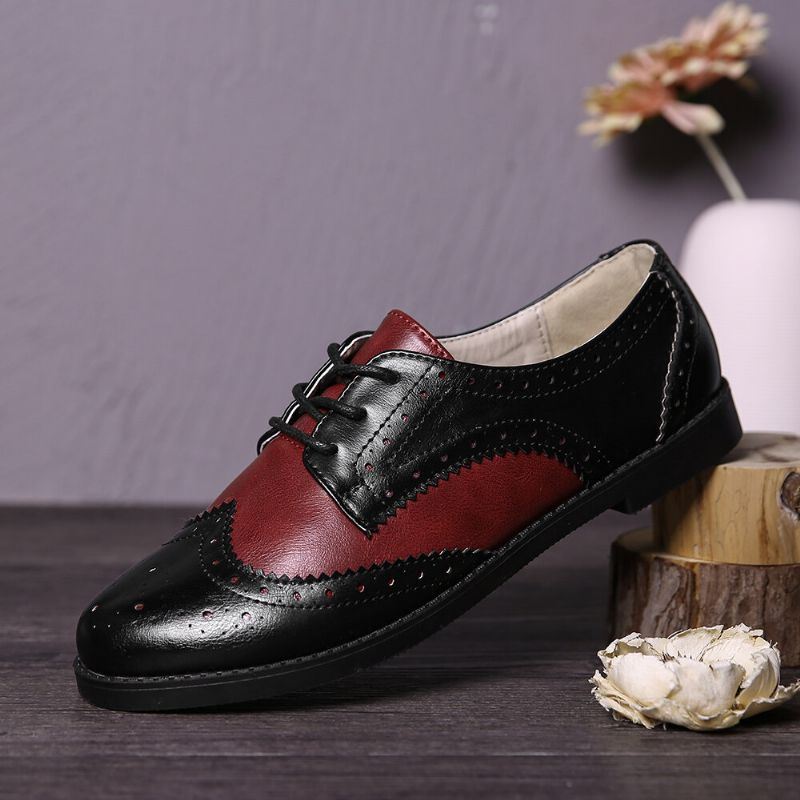 Värilliset Block Lace Up Rennot Naisten Brogue Flats -kengät