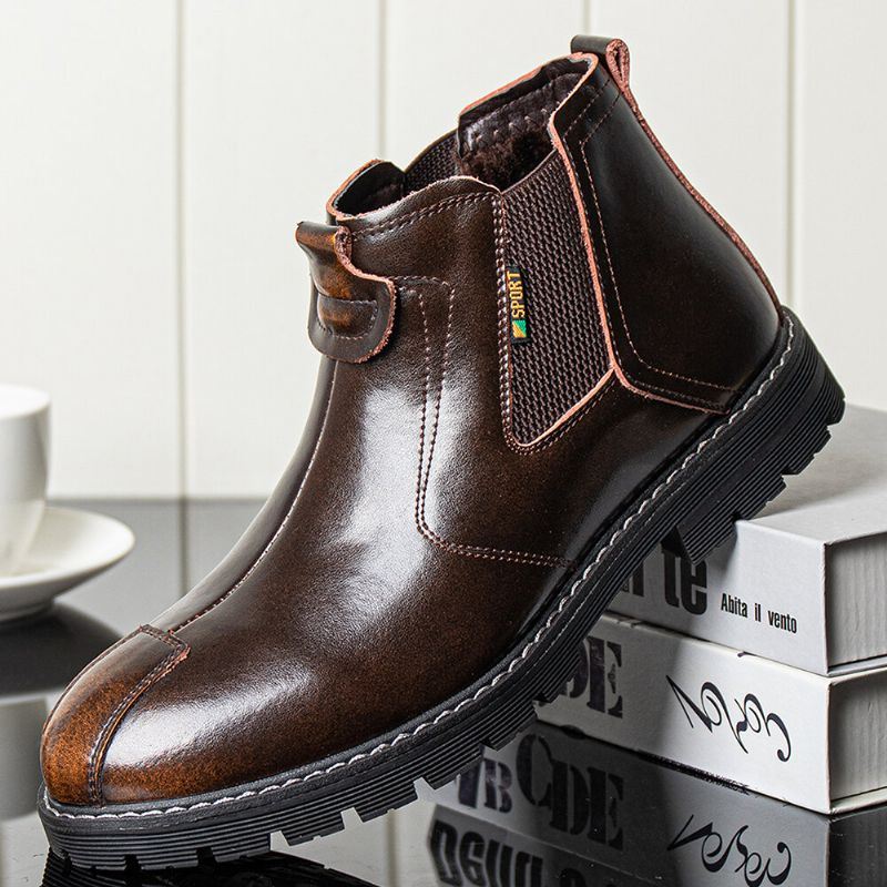 Miesten Aitoa Nahkaa Liukumaton Ja Samettilämpimät Chelsea Boots Martin Boots