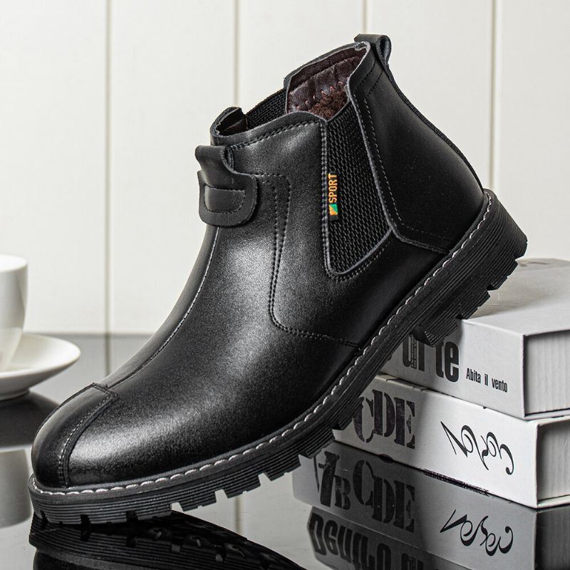 Miesten Aitoa Nahkaa Liukumaton Ja Samettilämpimät Chelsea Boots Martin Boots