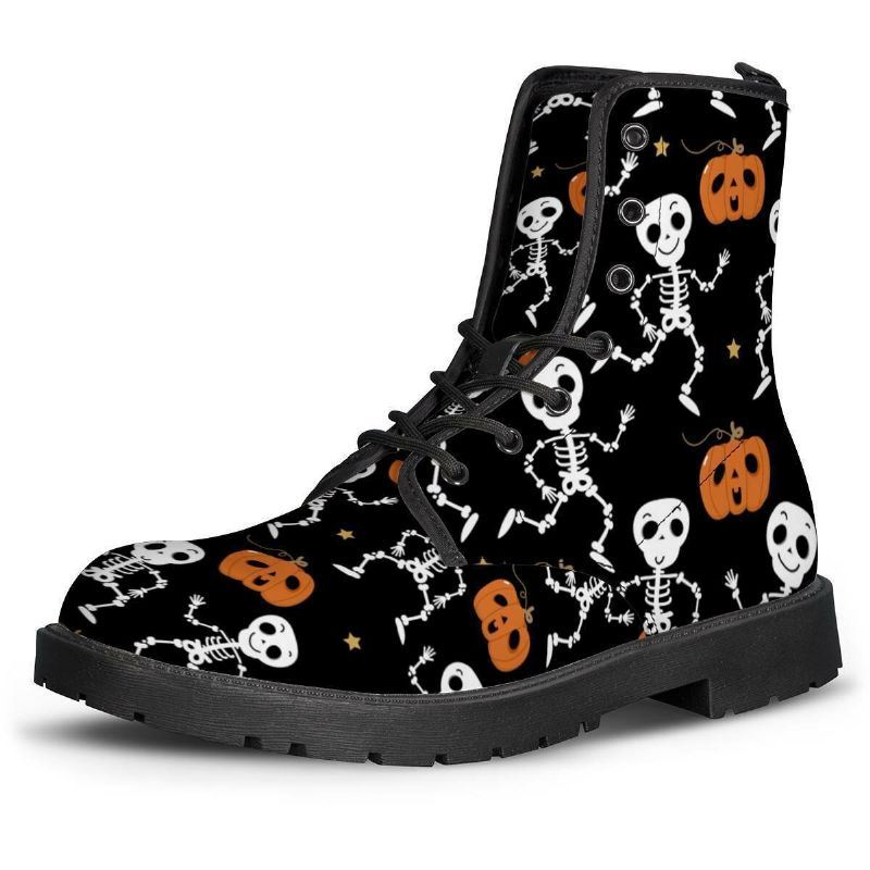 Miesten Nahka Pehmeä Pohja Halloween Outo Paino Liukumaton Pyöreä Toe Rennot Martin Boots