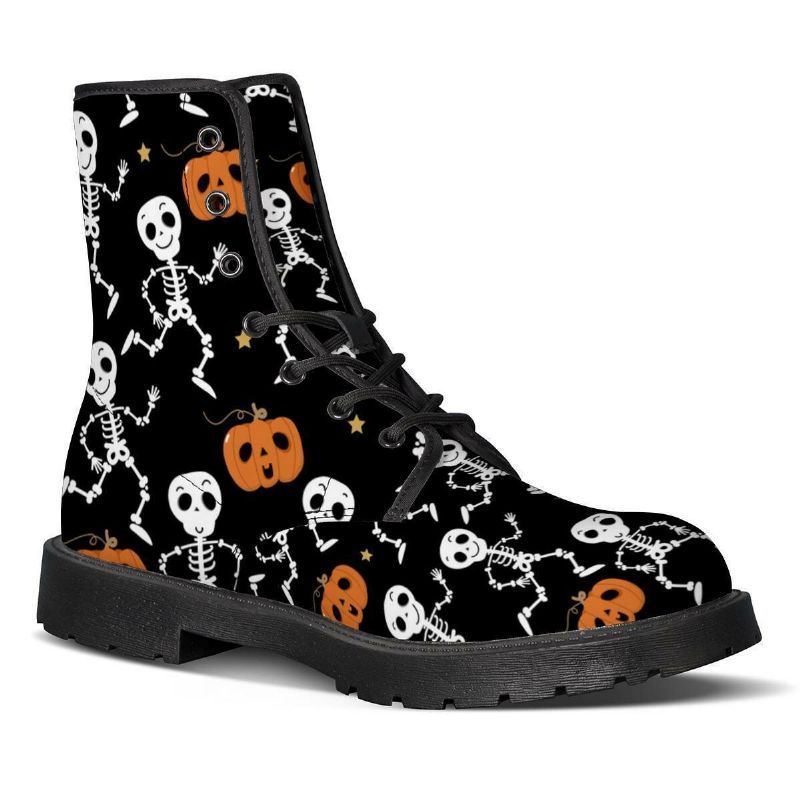 Miesten Nahka Pehmeä Pohja Halloween Outo Paino Liukumaton Pyöreä Toe Rennot Martin Boots