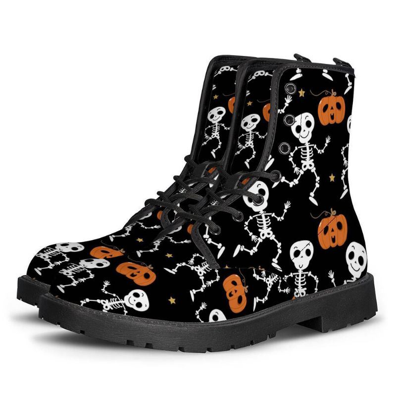 Miesten Nahka Pehmeä Pohja Halloween Outo Paino Liukumaton Pyöreä Toe Rennot Martin Boots