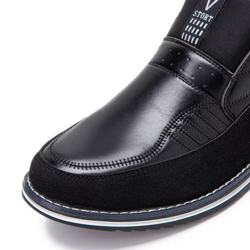 Miesten Ompelevat Ruudulliset Mukavat Business Casual Slip On Nahkaiset Nilkkurit