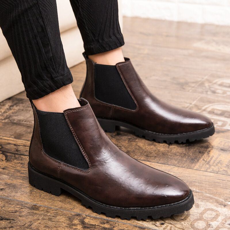 Miesten Vintage-jousto-slip-on Business-nahkaiset Chelsea-nilkkurit