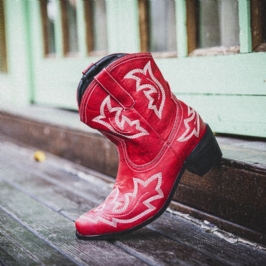 Naisten Folkways Kukkakirjailoidut Paksut Heel Slip-on Lyhyet Cowboy-saappaat