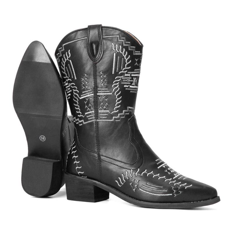 Naisten Rento Teräväkärkinen Vintage Brodeeratut Western Cowboy -saappaat Martin Boots