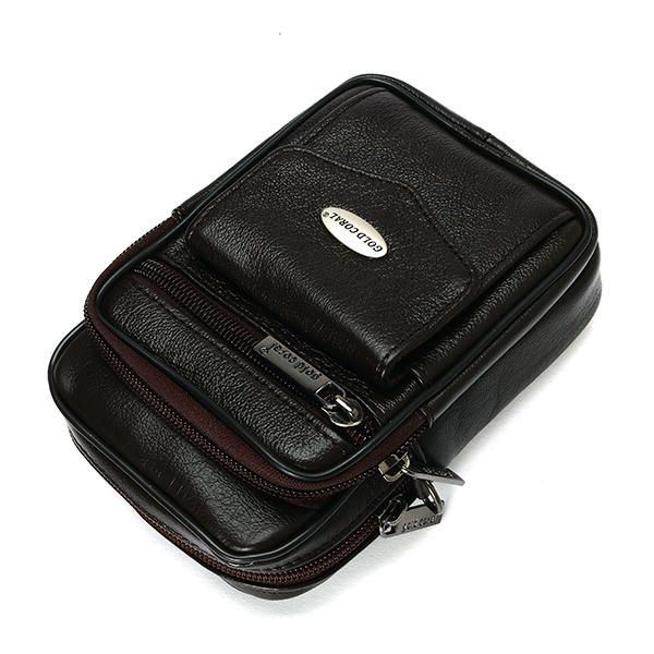 5.3 Tuuman Matkapuhelin Miesten Aitoa Nahkaa Vintage Vyötärölaukku Crossbody Laukku