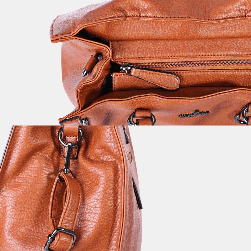 Angel Kiss Naisten Pu Nahka Vintage Suuri Kapasiteetti 13.3 Tuuman Kannettavan Tietokoneen Laukku Multi-carry Crossbody Laukku Olkalaukku Tote