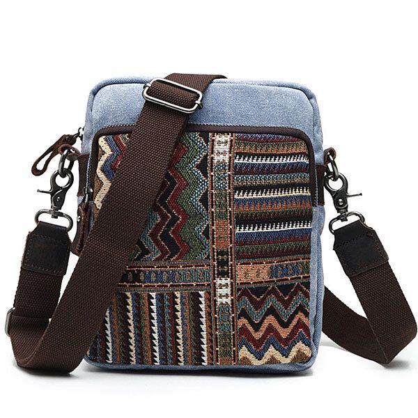 Bernice Naisten Retro National Style Canvas Vapaa-ajan Kantolaukku Crossbody Olkalaukku