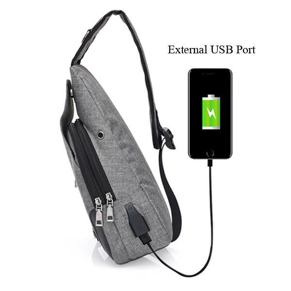 Miehet Naiset Usb-portti Casual Outdoor Rintalaukku Crossbody Laukku