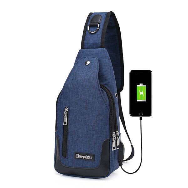 Miehet Naiset Usb-portti Casual Outdoor Rintalaukku Crossbody Laukku