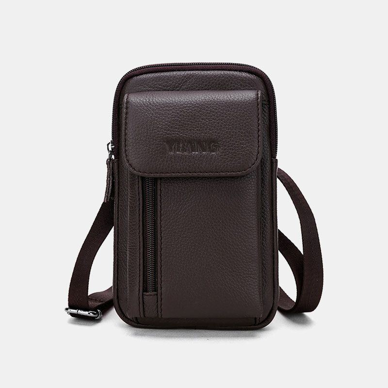 Miesten Aito Nahka 6.3 Tuuman Puhelintelineen Vyölaukku Crossbody-laukku