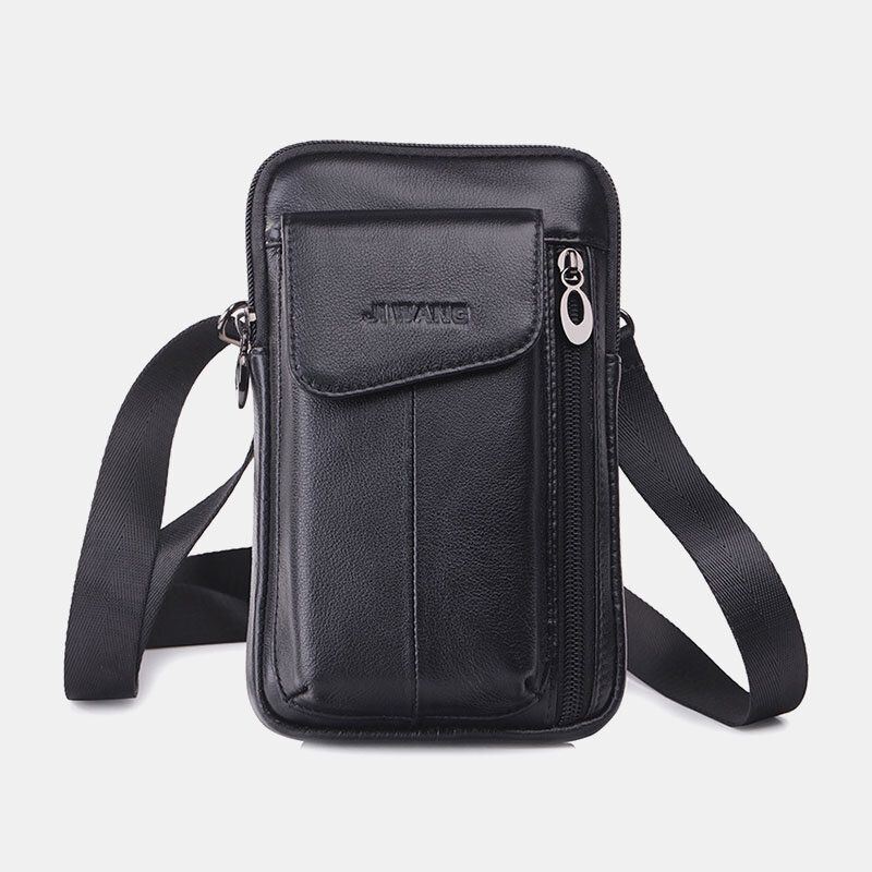 Miesten Aito Nahka 6.5 Tuuman Puhelinlaukku Vyölaukku Vyökassi Crossbody Laukku