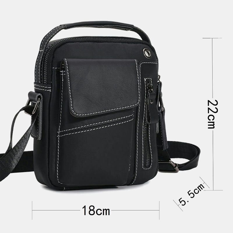 Miesten Aito Nahka Monitaskuinen Kuulokeaukko Vintage 6.5 Tuuman Puhelinlaukku Crossbody Laukku Olkalaukku Messenger Salkku