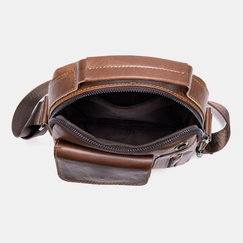 Miesten Aito Nahka Monitaskuiset Kuulokeaukko Vintage Vedenpitävät Crossbody Laukut Olkalaukut