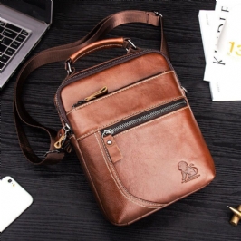 Miesten Aito Nahka Retro Business Casual Yksivärinen Nahkainen Olkalaukku Crossbody Laukku