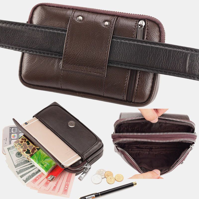 Miesten Aito Nahka Retro Multi-carry Mini Puhelinlaukku Korttikotelo Laukku Vyötärölaukku Crossbody Laukku