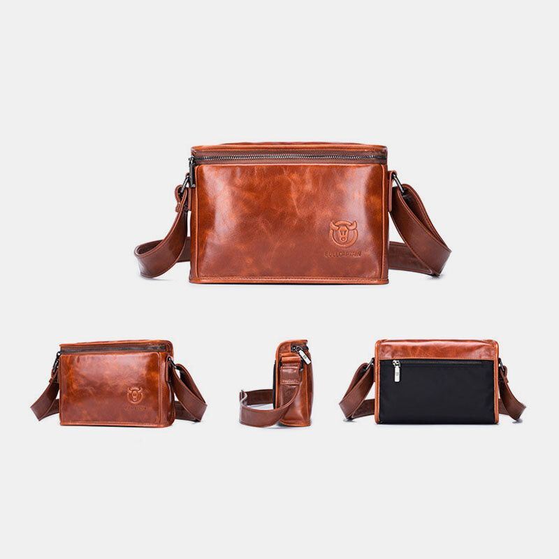 Miesten Aito Nahka Varkaudenesto Kulutuksenkestävä 7.9 Tuuman Ipad Vintage Square Bag Crossbody Bag Olkalaukku