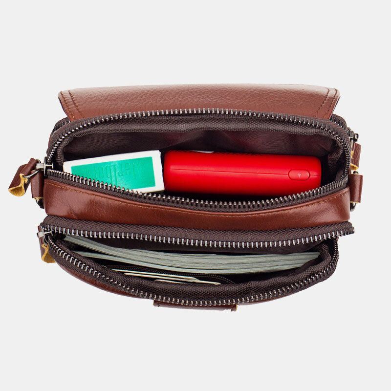 Miesten Aito Nahkainen Retro 7.5 Tuuman Puhelinlaukku Cross Body Bag Vyölaukku Vyölenkillä