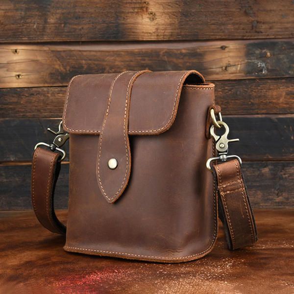 Miesten Aito Nahkainen Vintage-olkalaukku Crossbody-laukku