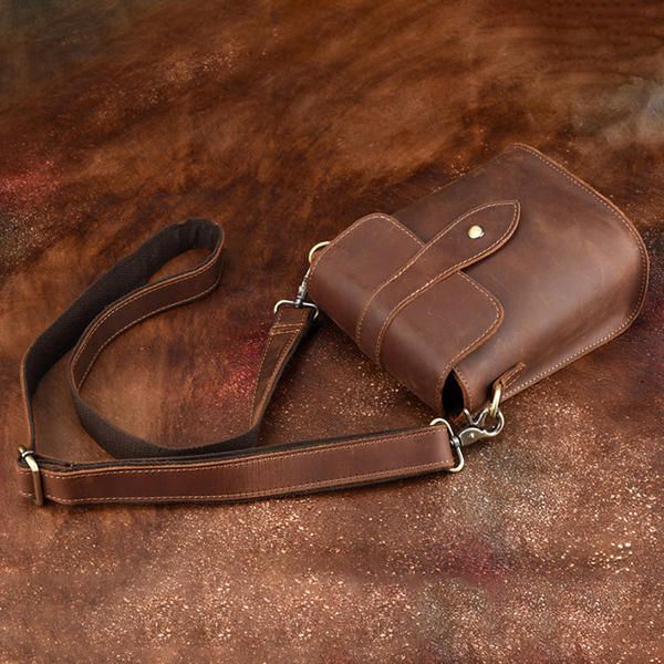 Miesten Aito Nahkainen Vintage-olkalaukku Crossbody-laukku