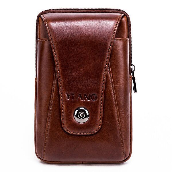 Miesten Aito Nahkainen Vintage-vyötärölaukku Business Crossbody -laukku Matkapuhelinlaukku 6 Tuuman Puhelimille