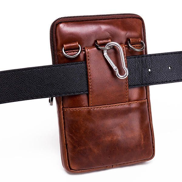 Miesten Aito Nahkainen Vintage-vyötärölaukku Business Crossbody -laukku Matkapuhelinlaukku 6 Tuuman Puhelimille