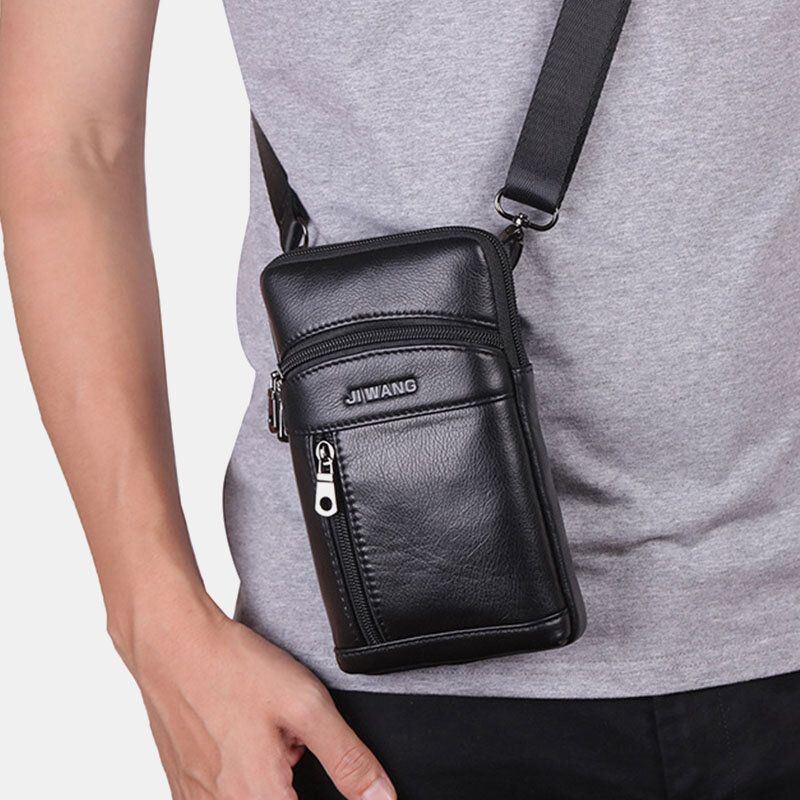 Miesten Aitoa Nahkaa 6.5 Tuuman Retropuhelinlaukku Vyökassi Crossbody Bag