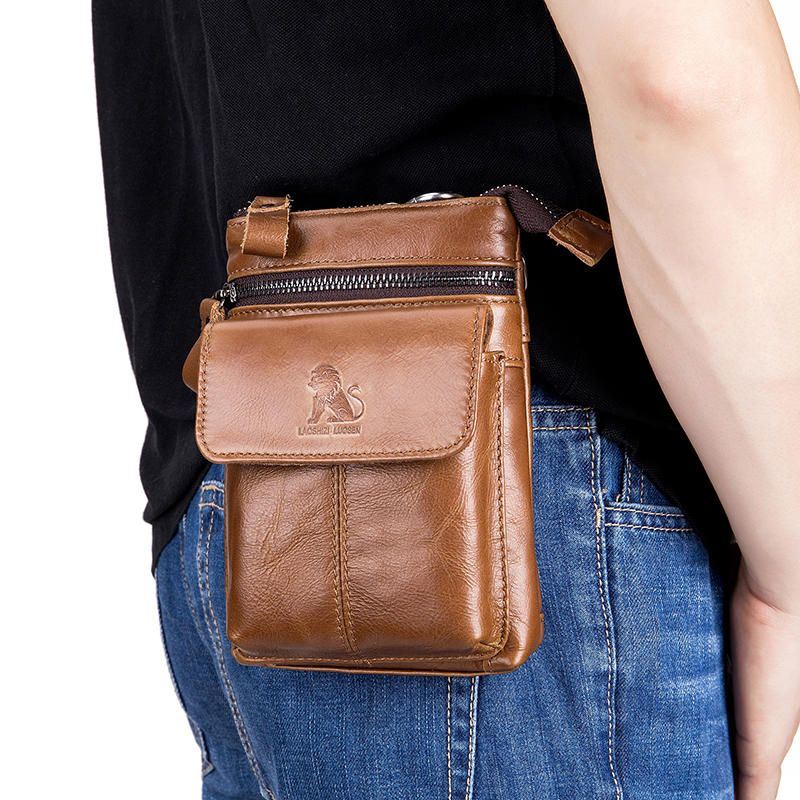 Miesten Aitoa Nahkaa Kantava Crossbody-laukku Lehmännahkainen Laukku