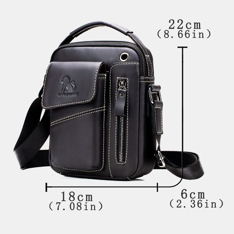 Miesten Aitoa Nahkaa Kulutusta Kestävä Kuulokeaukko Monitaskuinen Vintage Crossbody Bag Olkalaukku