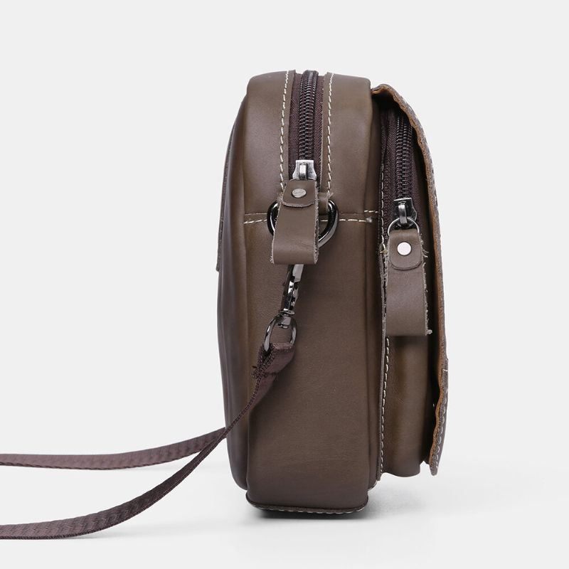 Miesten Aitoa Nahkaa Kulutusta Kestävä Suuri Kapasiteetti Vintage Lehmännahkainen Crossbody Laukut Olkalaukku Yksittäinen Laukku