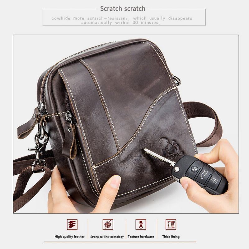 Miesten Aitoa Nahkaa Kulutusta Kestävä Suuri Kapasiteetti Vintage Lehmännahkainen Crossbody Laukut Olkalaukku Yksittäinen Laukku