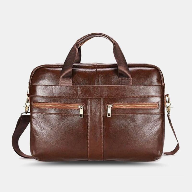 Miesten Aitoa Nahkaa Monitaskuinen Vintage 14 Tuuman Kannettavan Tietokoneen Laukku Messenger Bag Crossbody Laukut Olkalaukku Salkku