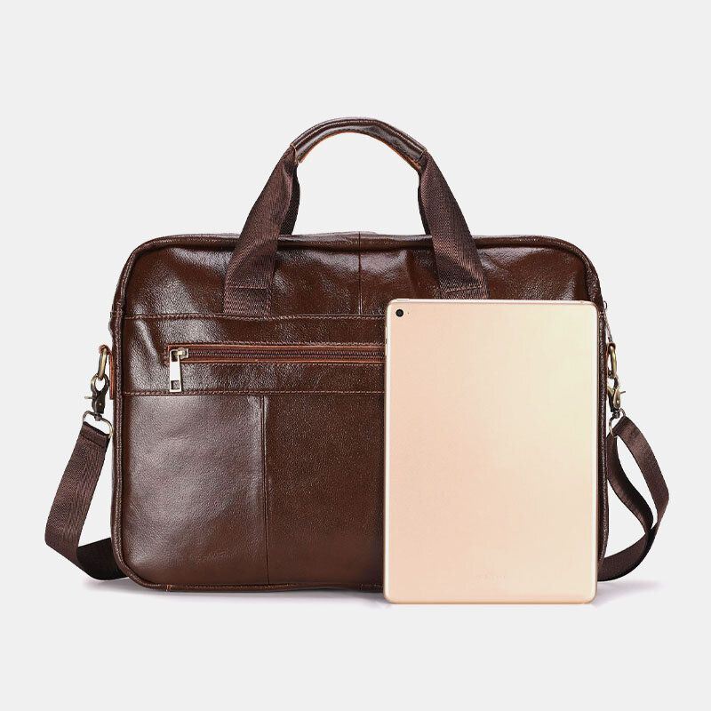 Miesten Aitoa Nahkaa Monitaskuinen Vintage 14 Tuuman Kannettavan Tietokoneen Laukku Messenger Bag Crossbody Laukut Olkalaukku Salkku