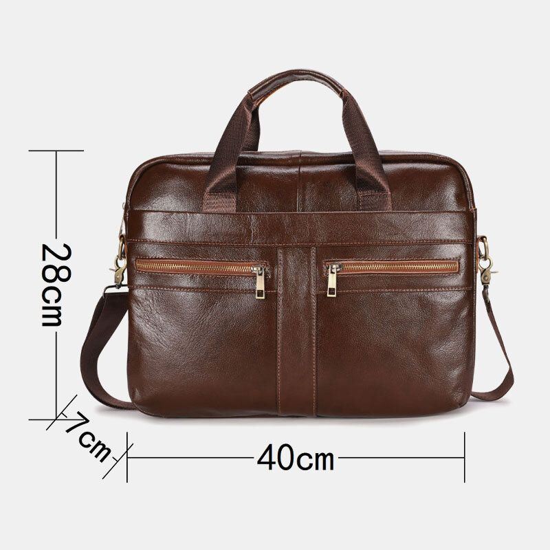 Miesten Aitoa Nahkaa Monitaskuinen Vintage 14 Tuuman Kannettavan Tietokoneen Laukku Messenger Bag Crossbody Laukut Olkalaukku Salkku