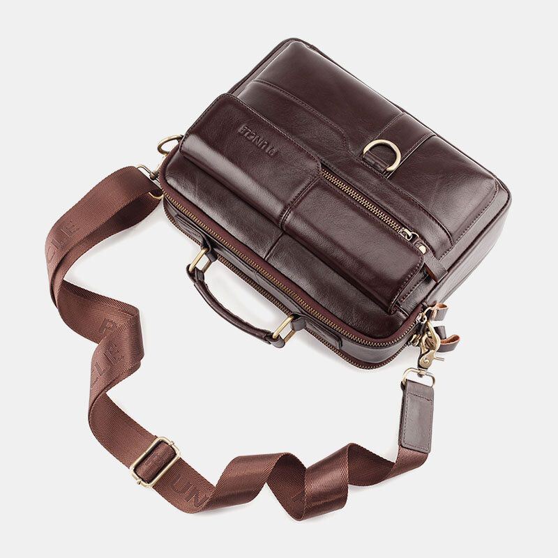 Miesten Aitoa Nahkaa Monitaskuiset Crossbody-laukut Suuri Kapasiteetti 6.5 Tuuman Retro-puhelinlaukku Salkku Olkalaukku Käsilaukku