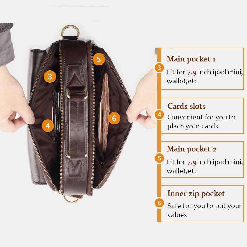 Miesten Aitoa Nahkaa Monitaskuiset Crossbody-laukut Suuri Kapasiteetti 6.5 Tuuman Retro-puhelinlaukku Salkku Olkalaukku Käsilaukku